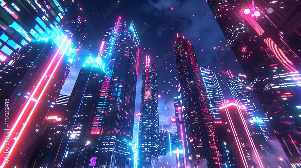 Dynamic Fusion of Neon Cityscapes and Futuristic Tech Art Imagery Dynamic Fusion of Neon Cityscapes and Futuristic Tech Art Imagery