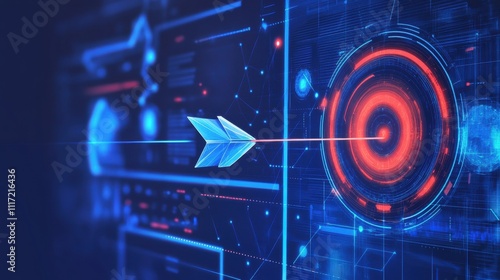 Digital arrow targeting technology futuristic environment graphic design virtual reality perspective innovation concept