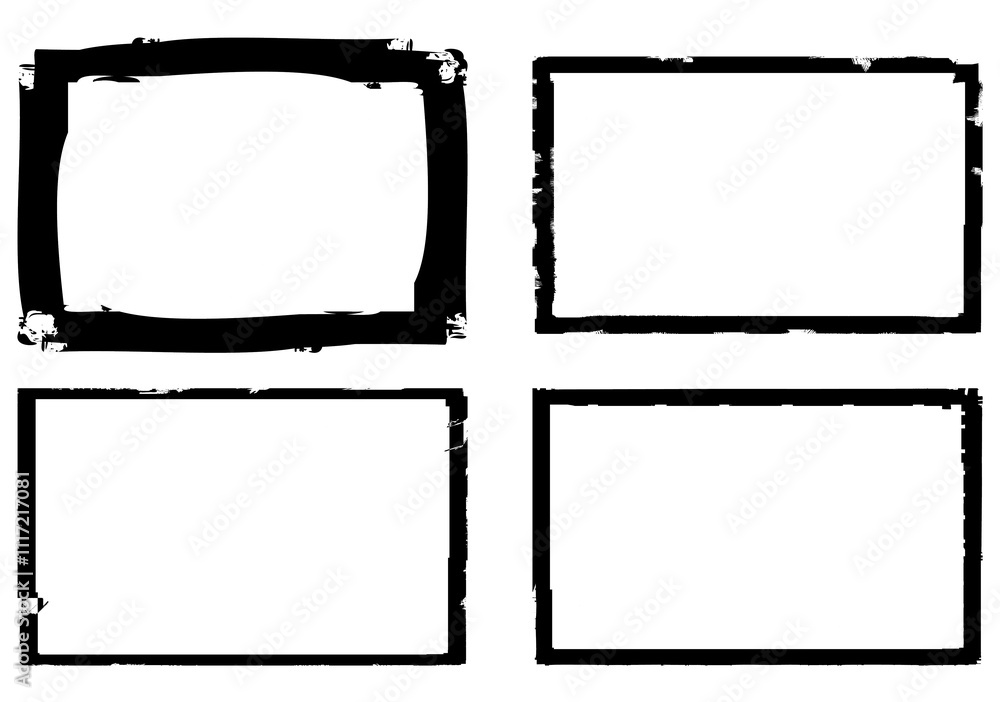 Black frames on a white background in grunge style Black frames on a white background in grunge style