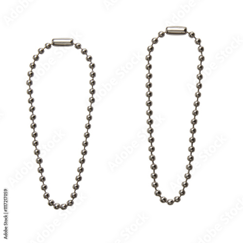 Two Silver Ball Chains Isolated on Transparent Background for Design Use