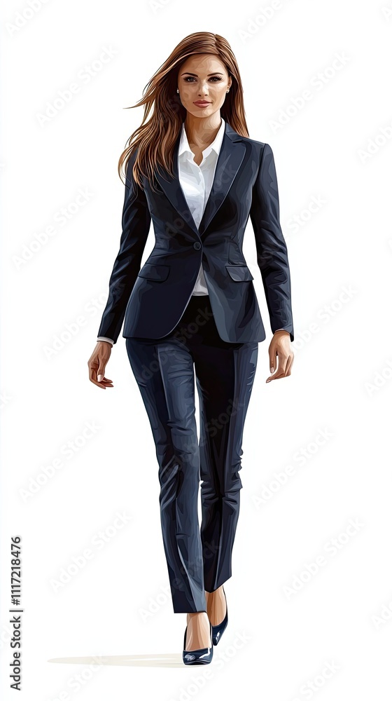 Woman Walking Confidently In Business Suit Woman Walking Confidently In Business Suit