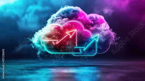 Cloud computing growth trends digital environment infographic futuristic viewpoint technology insights