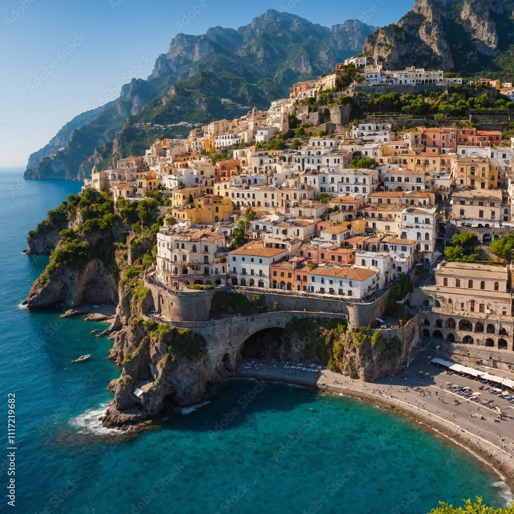 Landscape with Atrani town at famous amalfi coast, Italy.
Landscape with Atrani town at famous amalfi coast, Italy.