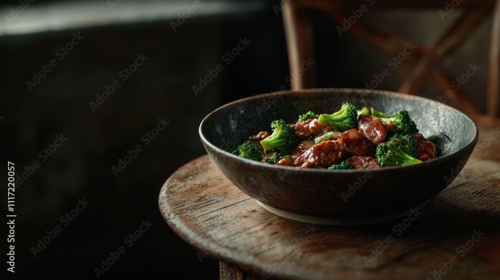 Delicious Beef Broccoli Stir Fry in Rustic Bowl Asian Cuisine Delicious Beef Broccoli Stir Fry in Rustic Bowl Asian Cuisine