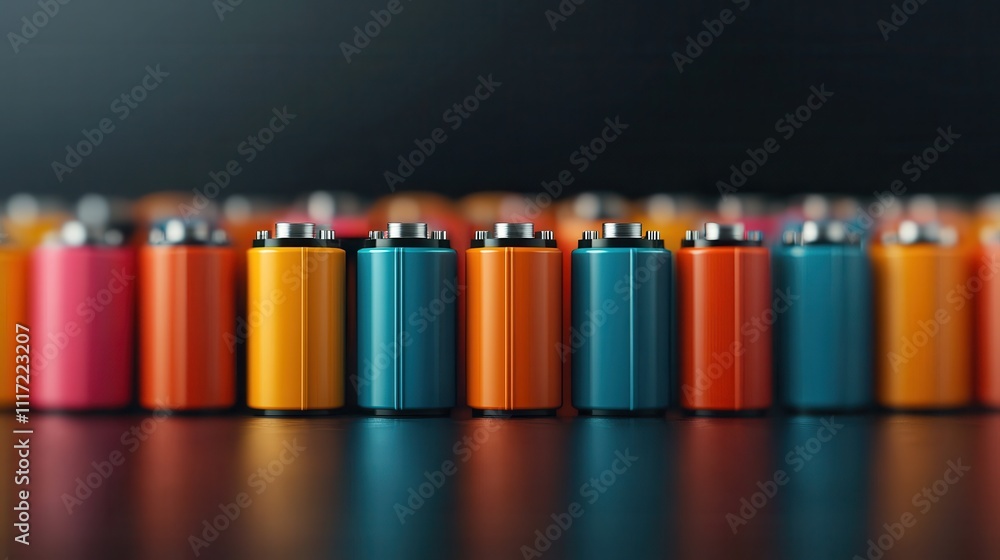 Multicolored battery packs symbols of innovation and sustainability Multicolored battery packs symbols of innovation and sustainability