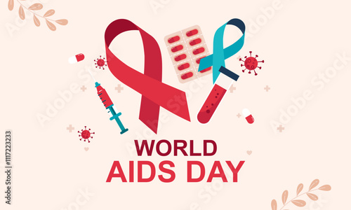 World aids day awareness with ribbon