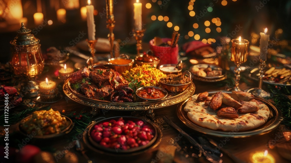 Festive Indian Feast Delicious Curry Biryani Naan Sweets Festive Indian Feast Delicious Curry Biryani Naan Sweets