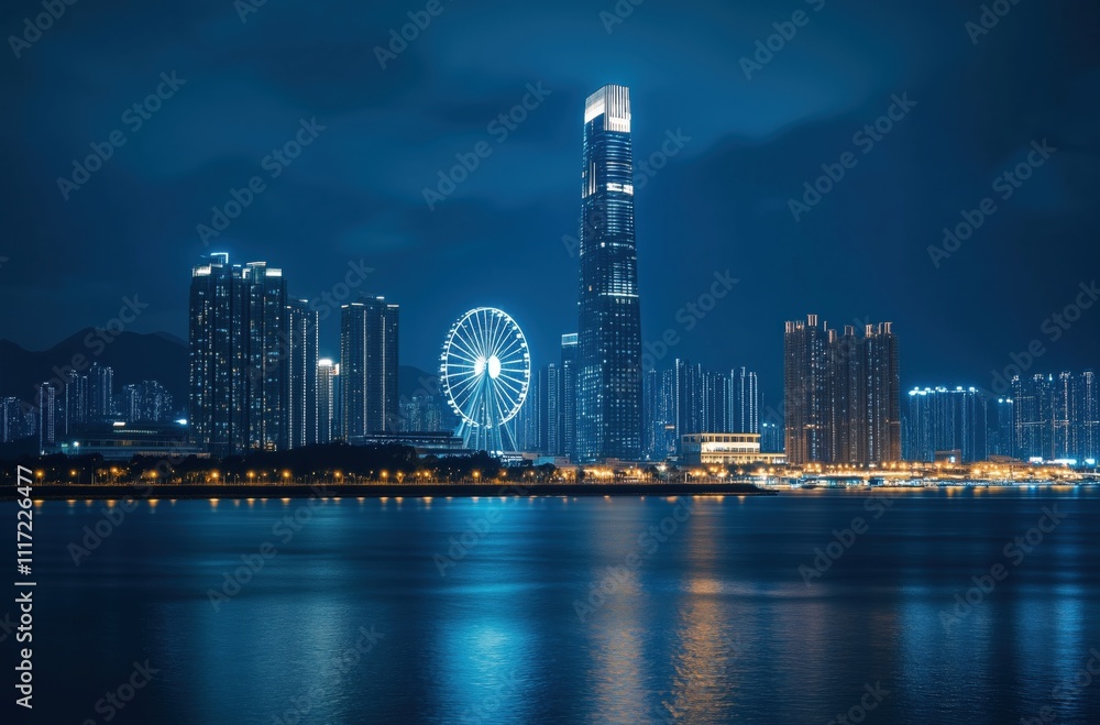 Obraz premium city harbor at night 