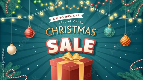 Christmas sale with best offers, decorative gift boxes Generative AI