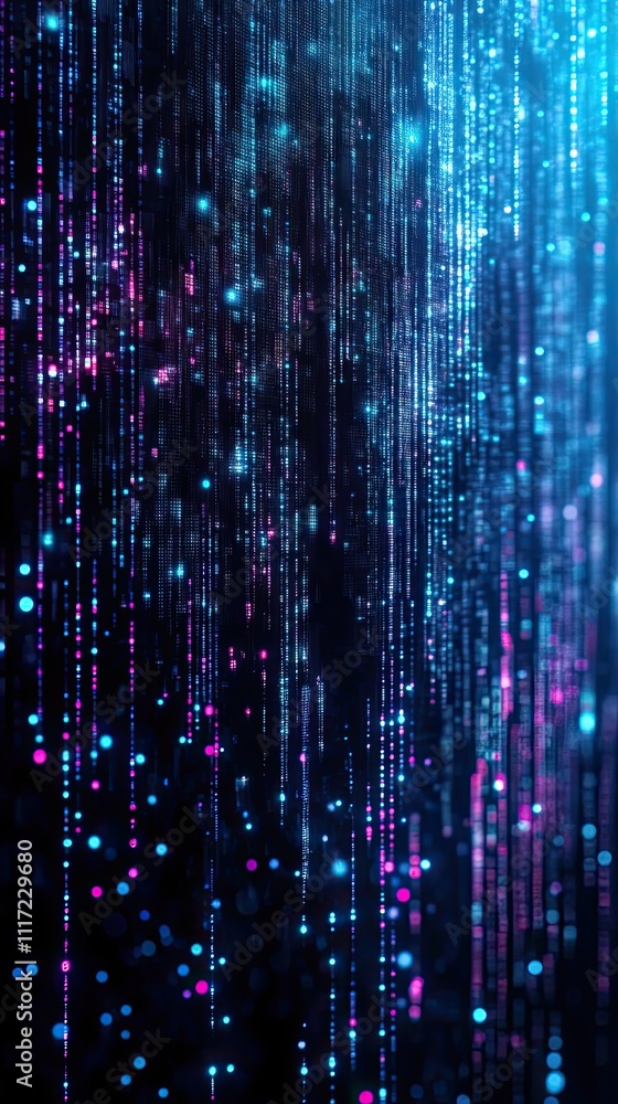 Abstract Digital Rain Pattern Displaying Neon Lights Abstract Digital Rain Pattern Displaying Neon Lights