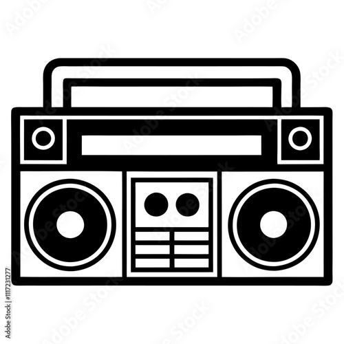  A vintage radio cassette silhouette vector icon illustration,radio,cassette on white background.