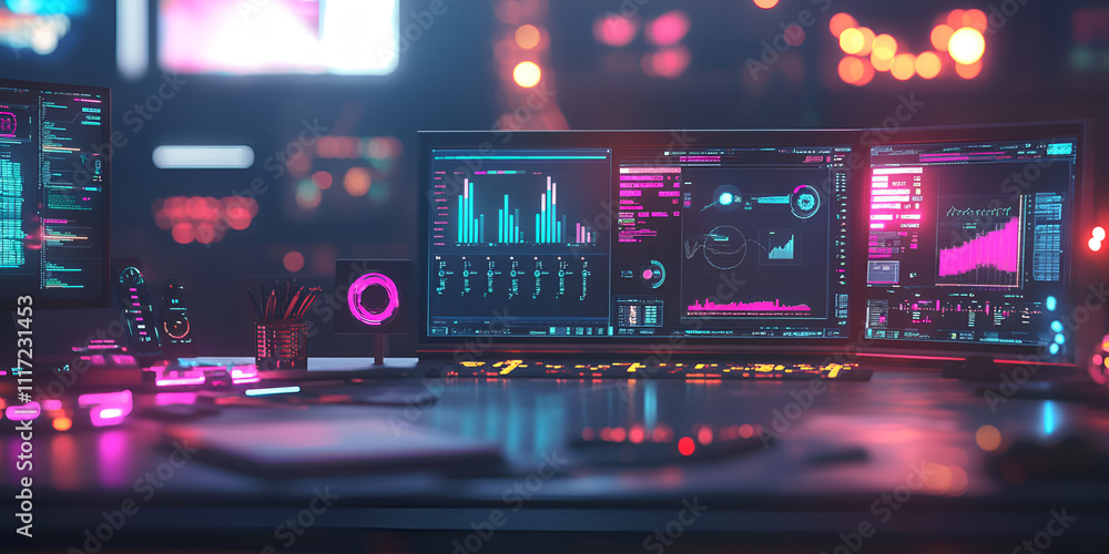 Trading Desk with Graphs on Monitor in Cozy Evening Setting
Trading Desk with Graphs on Monitor in Cozy Evening Setting