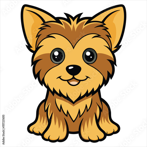 Yorkshire Terrier Baby Dog clipart, Dog Puppy Sitting Expression design, Domestic baby Pet cartoon lover design sublimation
