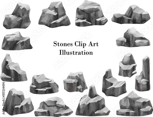 clip art illustration of mineral golds stones rocks for landscape background asset