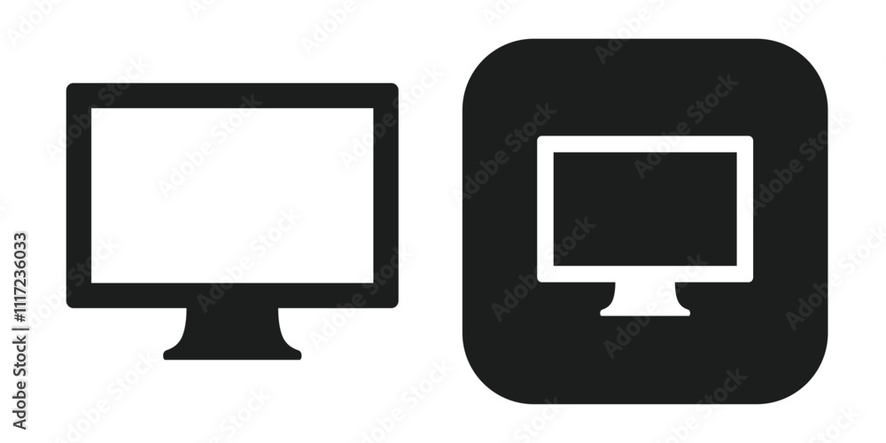 Simple icons representing computers and work Simple icons representing computers and work