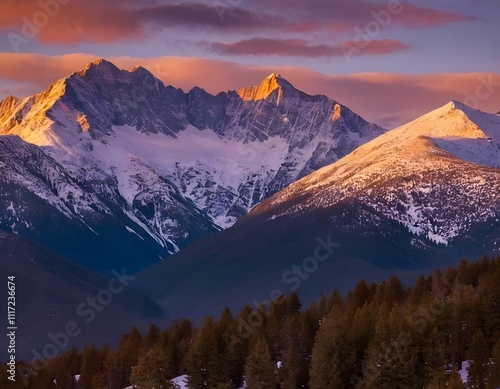 sunrise in the snowy winter mountains palm trees nature concept iceberg