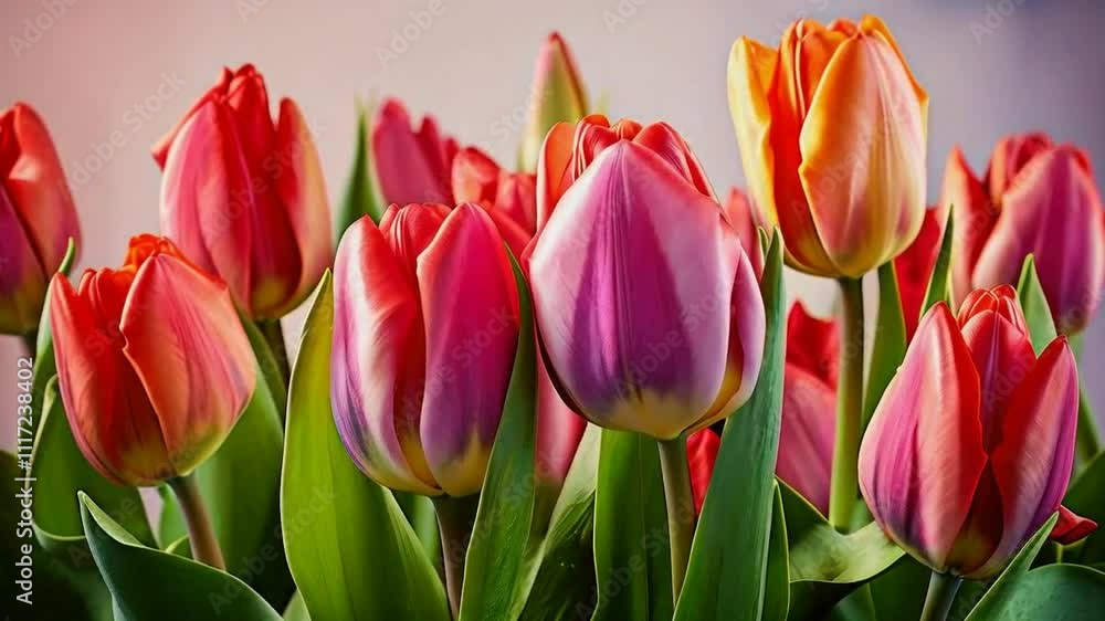 A vibrant arrangement of colorful tulips in various shades, showcasing nature's beauty. A vibrant arrangement of colorful tulips in various shades, showcasing nature's beauty.
