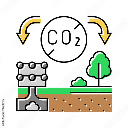 removal carbon color icon vector. removal carbon sign. isolated symbol illustration