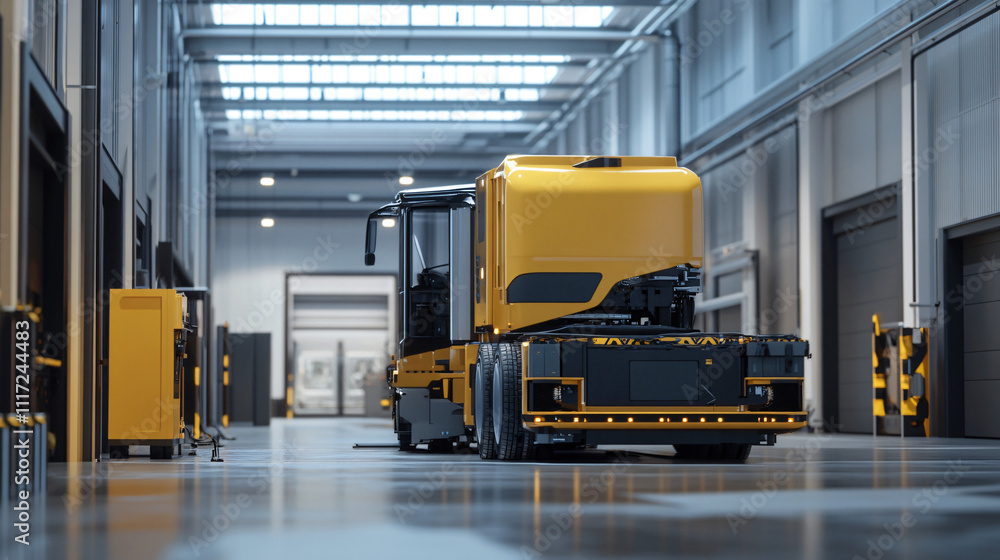 Naklejka premium AI-based predictive maintenance for logistics vehicles and equipment.
