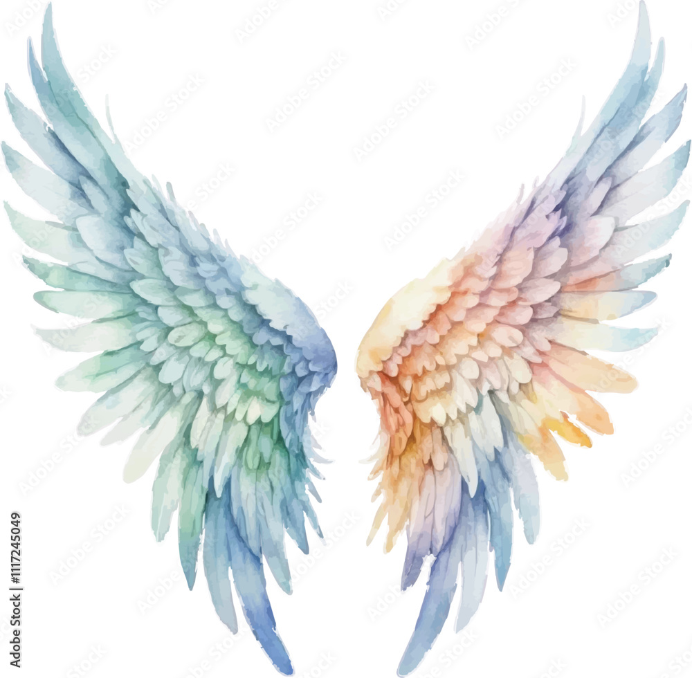 Fototapeta premium Watercolor Best angel wings isolated on white background