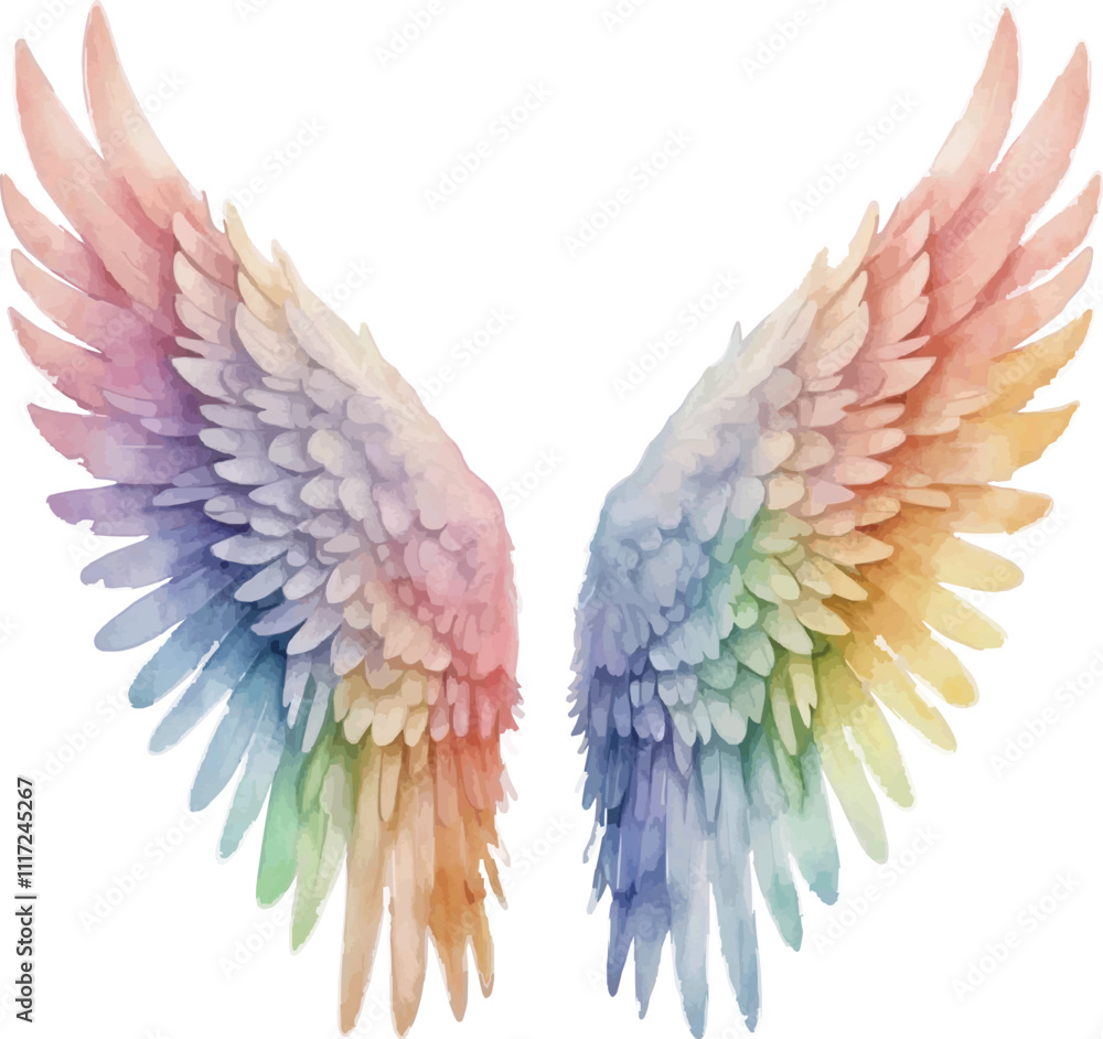 Fototapeta premium Watercolor Best angel wings isolated on white background
