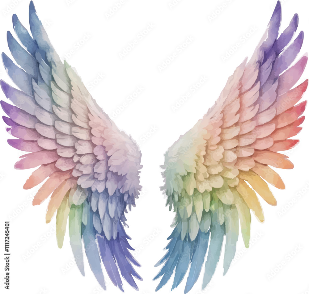 Fototapeta premium Watercolor Best angel wings isolated on white background