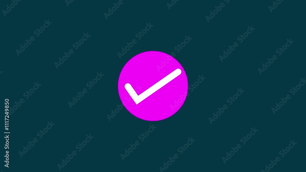 animation of Glowing tick mark icon isolated on black background animation of Glowing tick mark icon isolated on black background