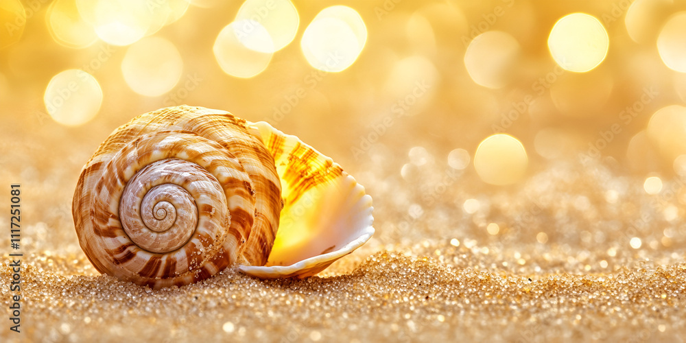 Seashell on Sandy Beach with Golden Bokeh
Seashell on Sandy Beach with Golden Bokeh