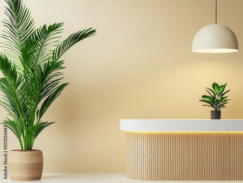 Neutraltone reception area with a minimalist approach, featuring soft lighting and uncluttered surfaces, neutral reception design, calm, inviting Neutraltone reception area with a minimalist approach, featuring soft lighting and uncluttered surfaces, neutral reception design, calm, inviting