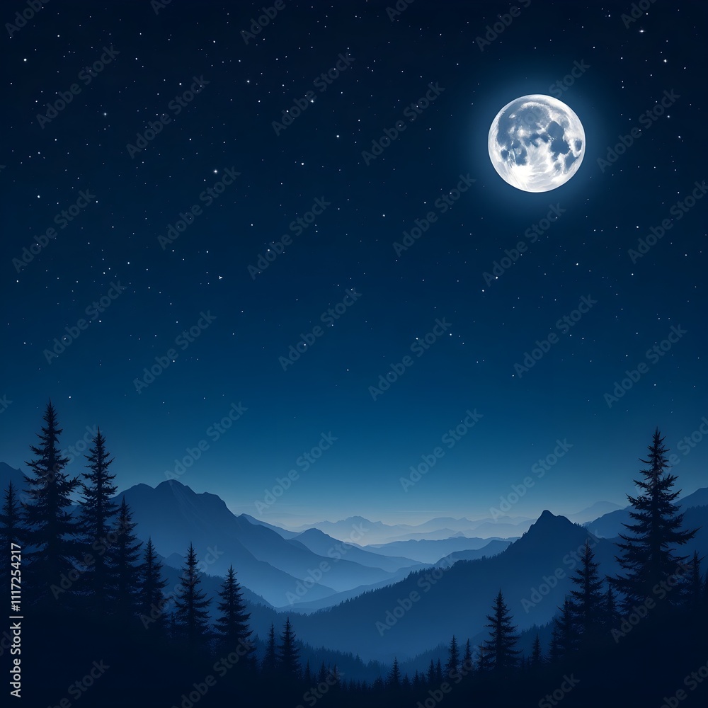 Silhouetted trees, moonlit sky Silhouetted trees, moonlit sky