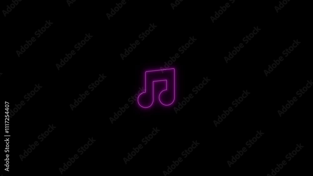 Neon sing music icon animation . Neon sing music icon animation .