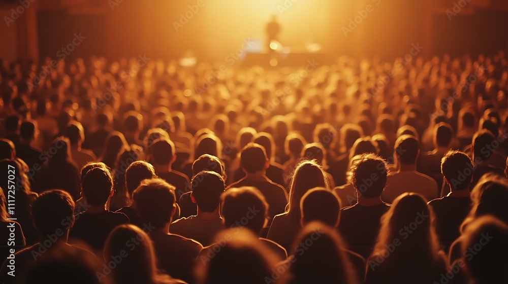 Obraz premium Nighttime live music concert audience engagement in close-up