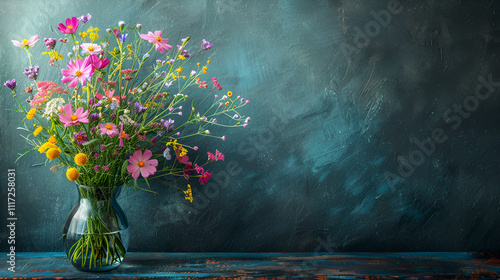 Wallpaper Mural Glass vase with flowers ai gen Torontodigital.ca