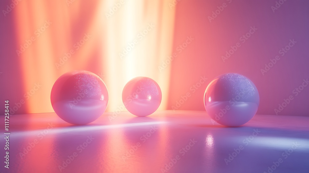 Illuminated spheres display studio digital art abstract close-up Illuminated spheres display studio digital art abstract close-up