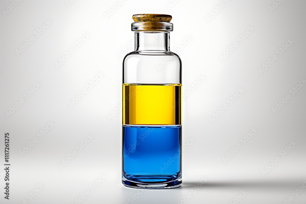 Glass Bottle Filled With Yellow and Blue Liquid Glass Bottle Filled With Yellow and Blue Liquid