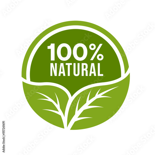 Set 100% Natural and organic Product Vector Icon Circle Sign. Healthy Food Emblem. Organic food Badge.