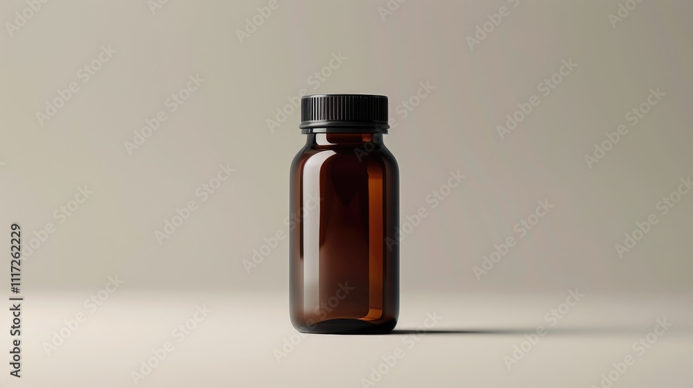 Sophisticated image of a supplement bottle against a simple, light backdrop, focusing solely on the bottle aesthetics and design, without any text Sophisticated image of a supplement bottle against a simple, light backdrop, focusing solely on the bottle aesthetics and design, without any text