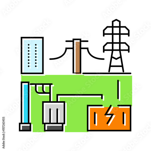 connectivity electric grid color icon vector. connectivity electric grid sign. isolated symbol illustration