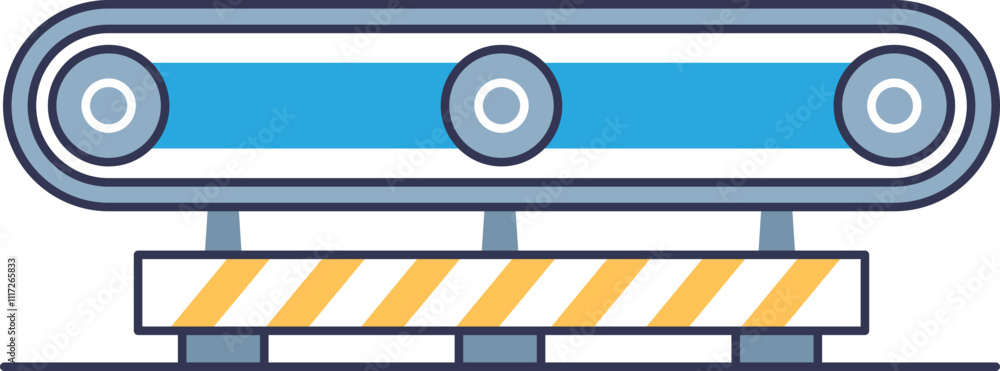 Fototapeta premium Illustration of a conveyor belt with rollers, symbolizing automation and efficiency.