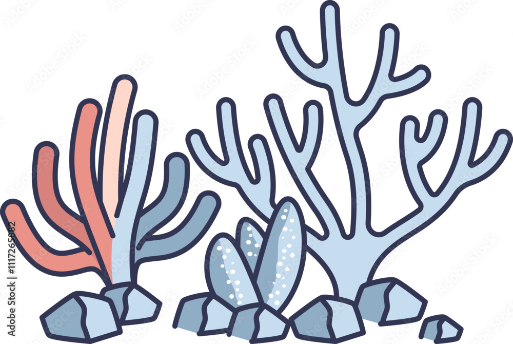 Obraz premium Illustration of bleached coral, symbolizing marine ecosystem threats.