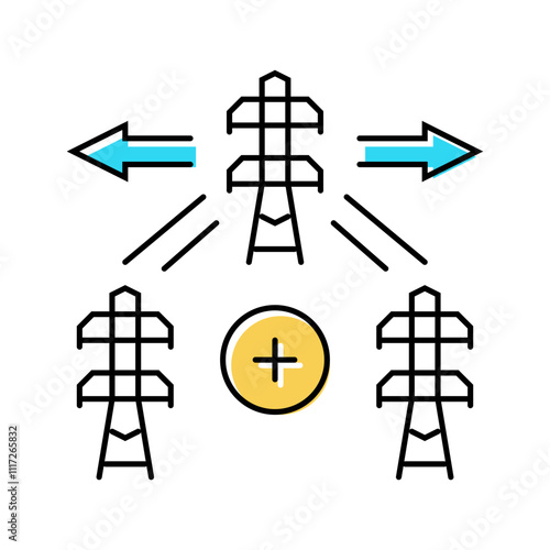 expansion electric grid color icon vector. expansion electric grid sign. isolated symbol illustration