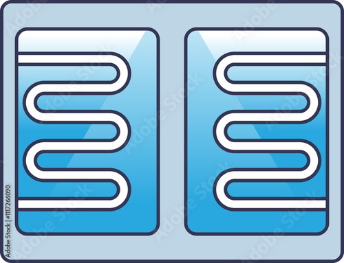 Illustration of hydrogen fuel cell components with flow channels.