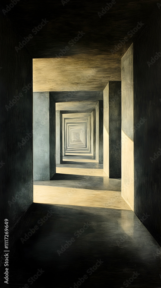 Abstract perspective of a long, light-filled corridor. Abstract perspective of a long, light-filled corridor.