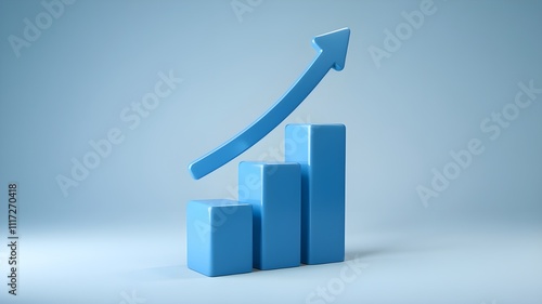 3d business graph and arrow up, growth finance economy business financial data photo