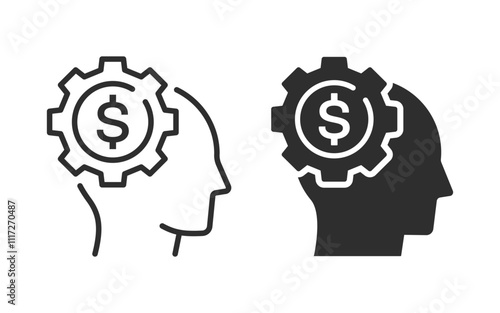 Business strategy icons on white background. Vector illustration.