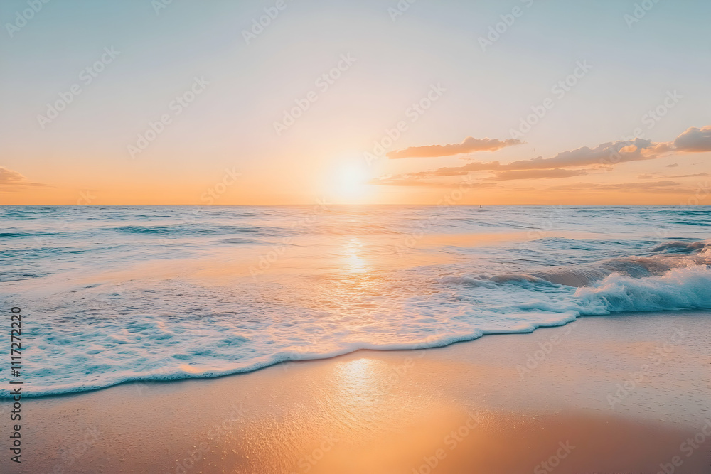 Sunset Beach Wave Photo: Tranquil Ocean Scene Sunset Beach Wave Photo: Tranquil Ocean Scene