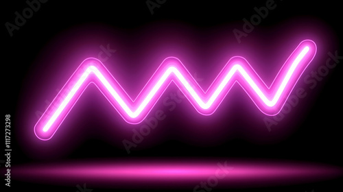 Pink neon zigzag line on black background.