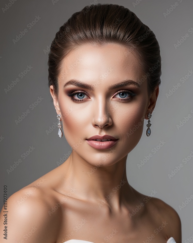 Naklejka premium Beautiful bride- bridal hairstyle- bridal portrait