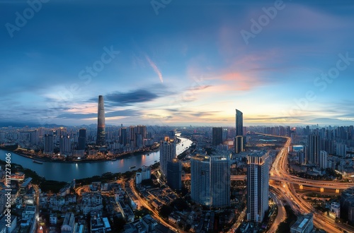 sunrise over the city
