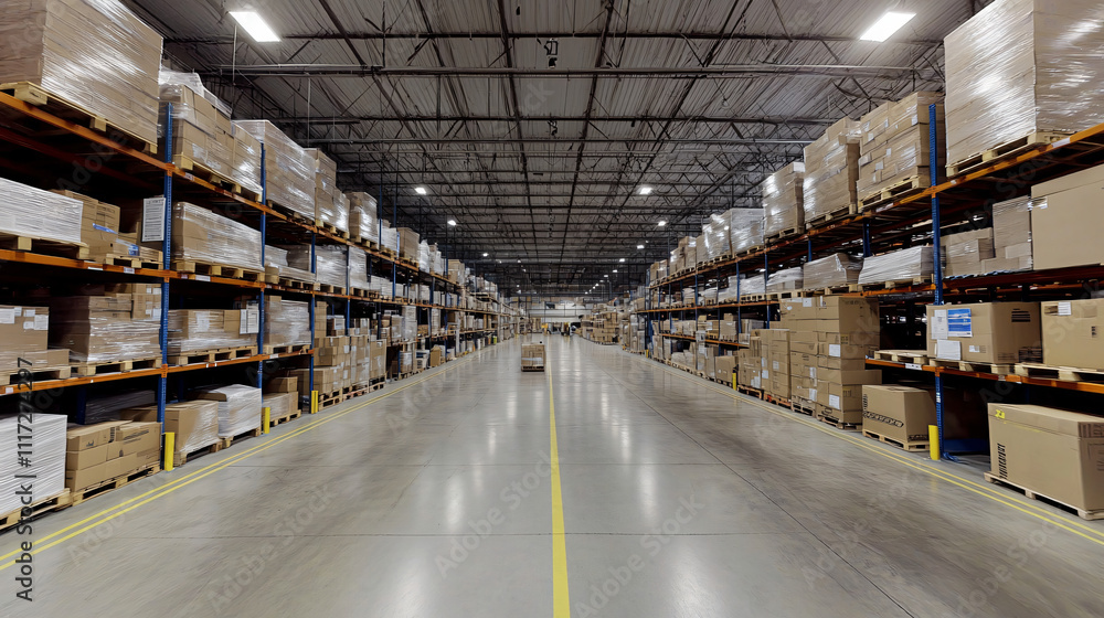 Fototapeta premium Augmented reality optimizing warehouse logistics operations.